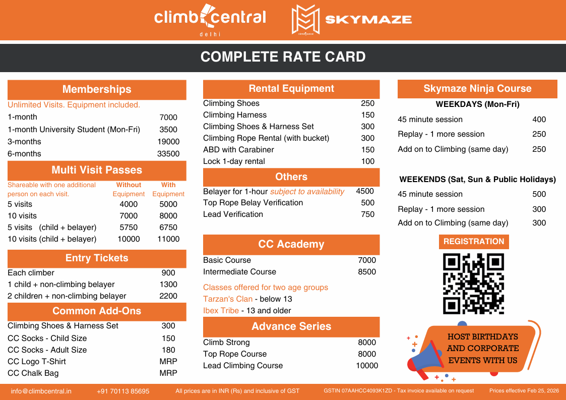 Equipment Rate Card 1